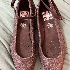T.U.K Women's Black Glitter Flats
